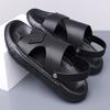 Casual Leather Summer Men Slippers Breathable Sandals Classics Beach Slides Outdoor Male Flip Flops Soft Dual-Purpose Half Drag