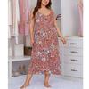 Women's Plus Size Long Nightdress Cami Full Slip Nightie Jersey Nightgown Buffalo Plaid Floral Sleeveless Nightwear Sleep Pajama Night Dress 1XL-4XL