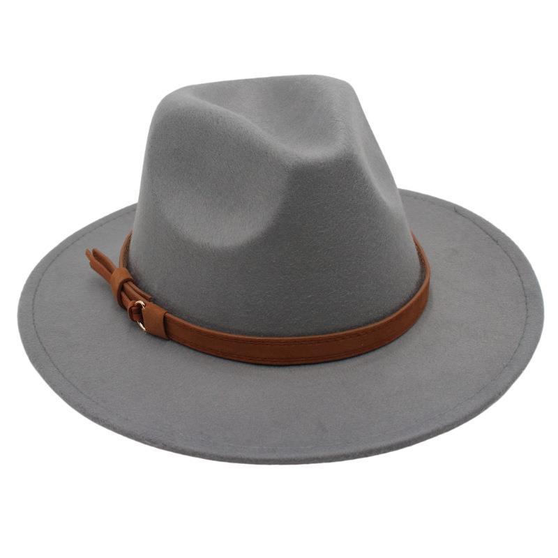 Top Hat Belt Buckle Model Jazz Hat Men'S And Women'S Concave Felt Hat Woolen Hat Fedora Hat