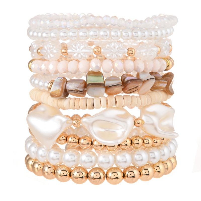 10 pièces/ensemble de bijoux, bracelet à perles à la mode, ensemble de bracelets simples en perles de forme spéciale