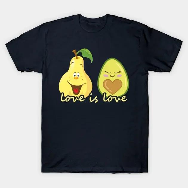 Love Is Love Funny Pear and Avocado Valentines Day TShirt 100 Cotton ONeck Short Sleeve Casual Mens Tshirt Size S3XL