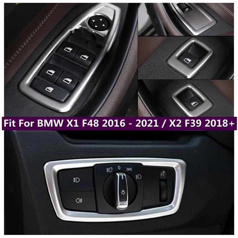Fensterheber Abwärts-Steuertasten Scheinwerfer Schalter Abdeckung Zierleiste Für BMW X1 F48 2016 - X2 F39 2018 - Autozubehör