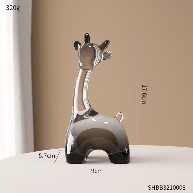 Creative Cute Transparent Giraffe Animal Sculpture Modern Home Living Room Wine Cabinet Table Decoration Accessories Craft Gifts