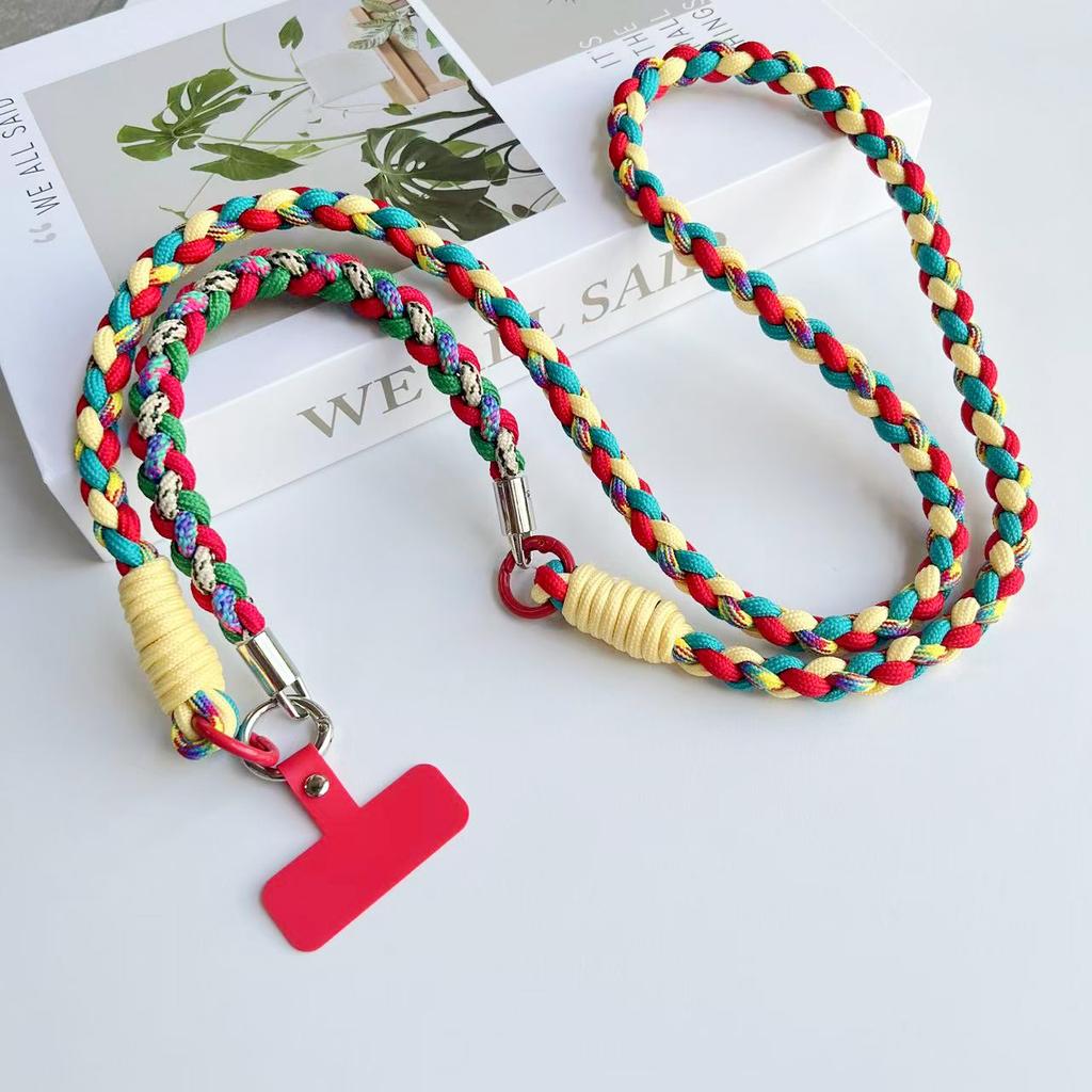 DIY Trzy w Jednym Pleciony Sznurek, Modna Torba na Telefon Komórkowy na Ramię, Długi Sznurek, Wielofunkcyjny Odpinany Krótki Sznurek na Nadgarstek