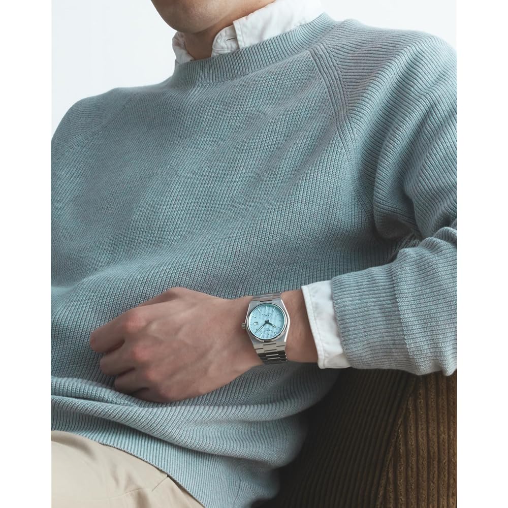 TISSOT Heren PRX Powermatic 80 Horloge met IJzige Blauwe Wijzerplaat en Armband (T1374071135100) [Officiële Import]