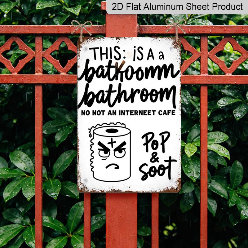 2D Flat - Is This A Bathroom in An Internet Cafe? A Vintage Aluminium Decorative Sign Measuring 8X12 Inches. Perfect for Christmas Decorations in