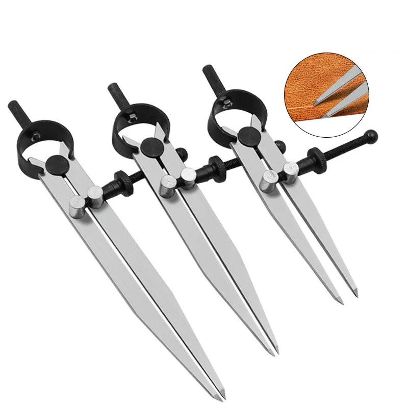 Adjustable Leather Compass Lockable Carbon Steel Divider Wing Creaser DIY Leathercraft Projects-Rotating Scratch Gauge Tool