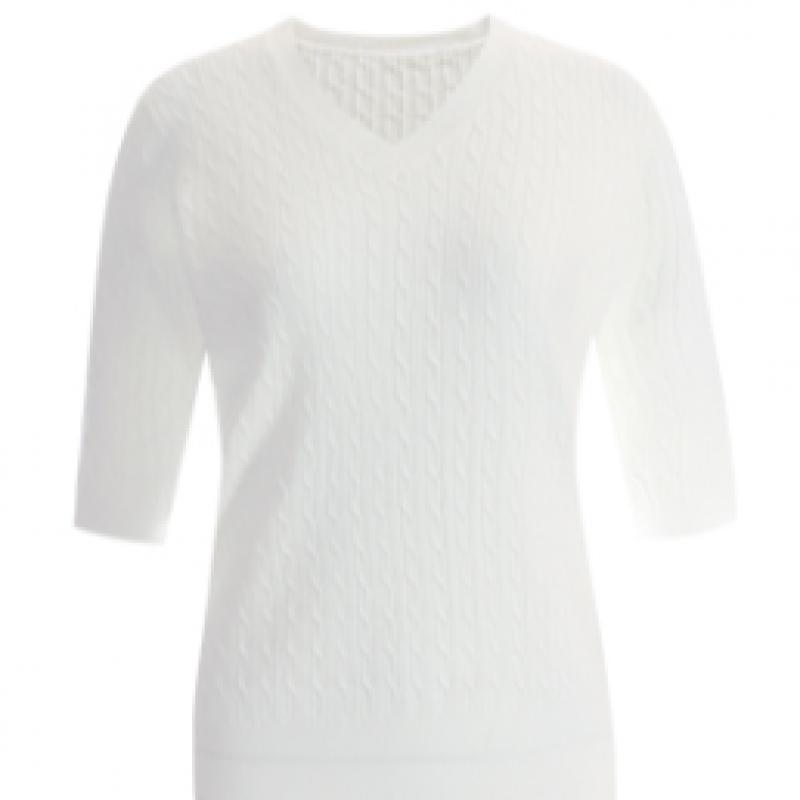 Shop Women V Neck Basic Cable Cashmere ShorT sleeVe KniT T shirT Beige Frb Wkn