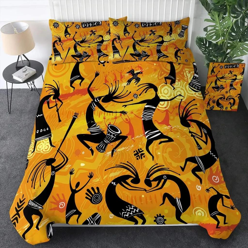 African American Duvet Cover Set Afro Bedding Set Black Women In Ethnic Dress Bed Set Tribal Modern Urban Home Decor King