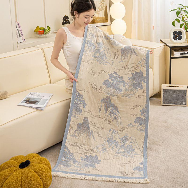 Tassel Cotton Cotton Jacquard Four-Layer Washable Multi-functional Bath Towel Household Dormitory Bath Towel