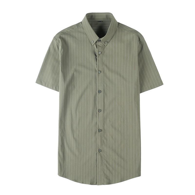 Herren Sommer Kurzarm Gestreiftes Hemd - Bequeme Stretch-Baumwolle, Slim Fit, Erfrischende Business-Bekleidung