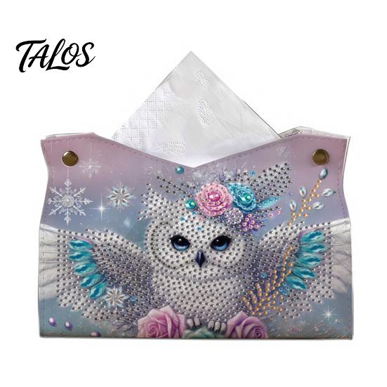 Educational Hands on Activities DIY Faux Diamond Art Painting Tissue Box, Leather Desktop Crafting Kits for Beginners Holder Pouch, 5D Rhinestone