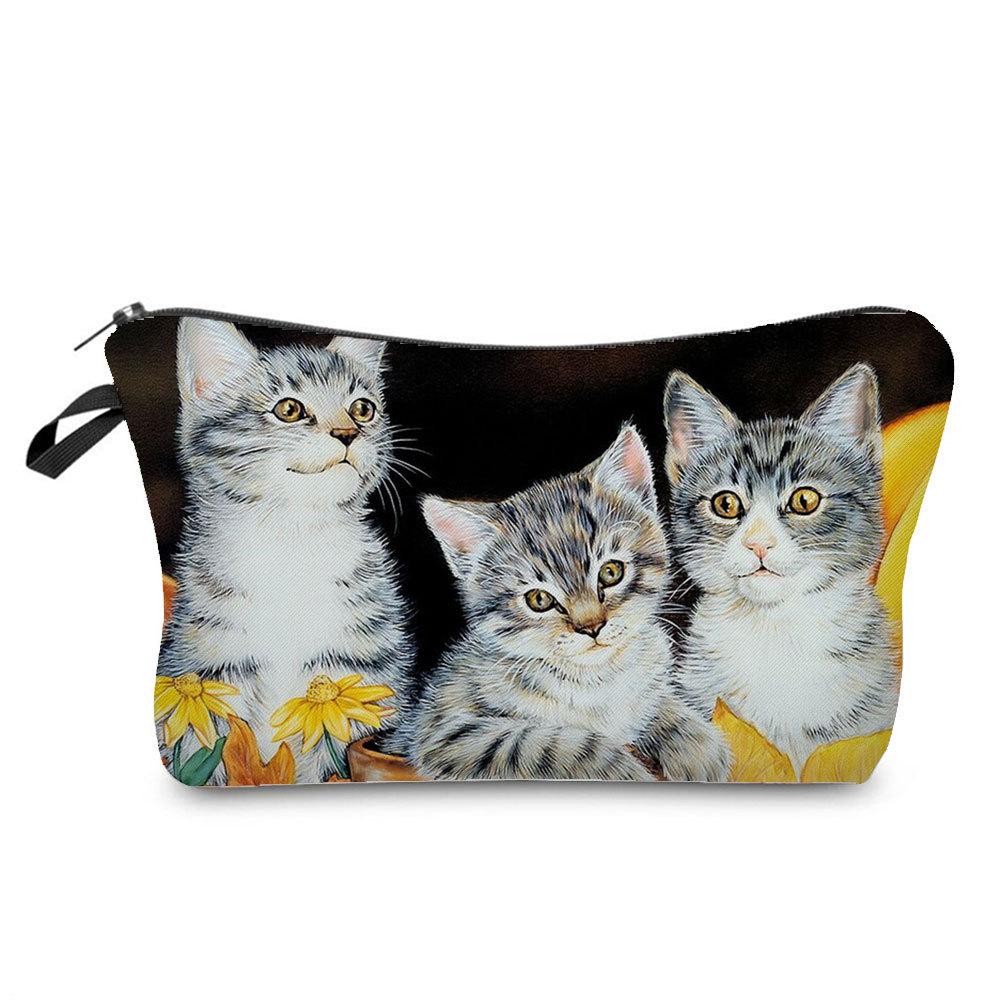 Women Cat Print Cosmetic Bag Toiletries Organize Travel Storage Case  6429
