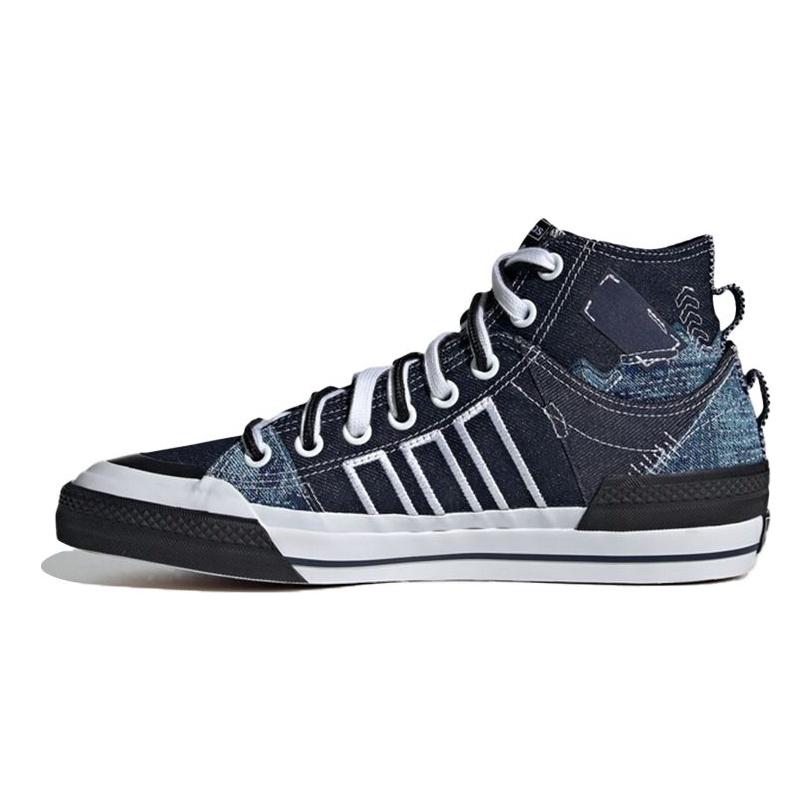 adidas נעלי סניקרס מקוריות ניצה היי די אל קנבס דנים נושמות נעלי סניקרס יוניסקס מיד-טופ כחול לבן GV9917