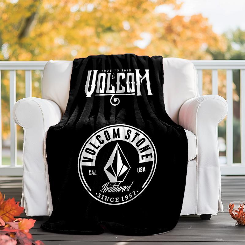 V-VOLCOM LOGO3 printed throw blanket—lightweight,soft,warm;versatile blanket for all seasons—perfect as &air-conditioning throw,nap blanket