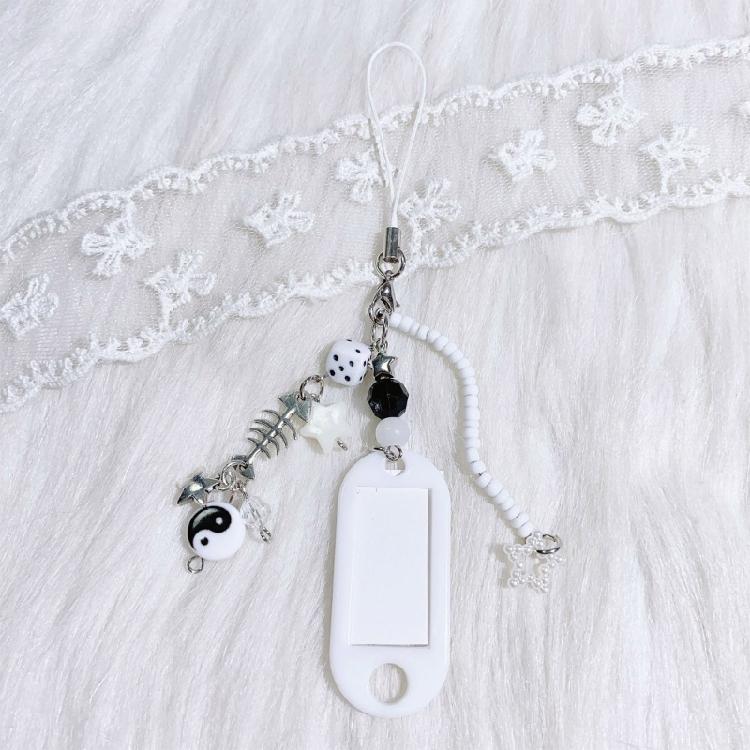 1Pc/2Pcs TaiChi Beaded Keychain Photo Locket Plastic Jewelry Accessory Lightweight Design Bag Hanging Decoration