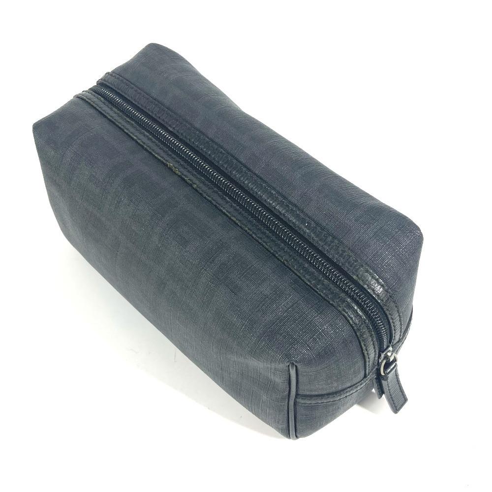 FENDI Zucca logo bag pouch Cluch Bag  PVC Black