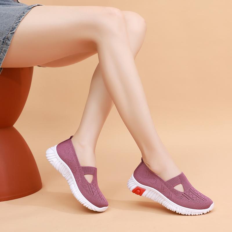 Fashion Summer Sneakers Women Casual Shoes Mesh Soft Loafers Bottom Walking Shoes Mom Light Comfortable Footwear Flat Women Shoes