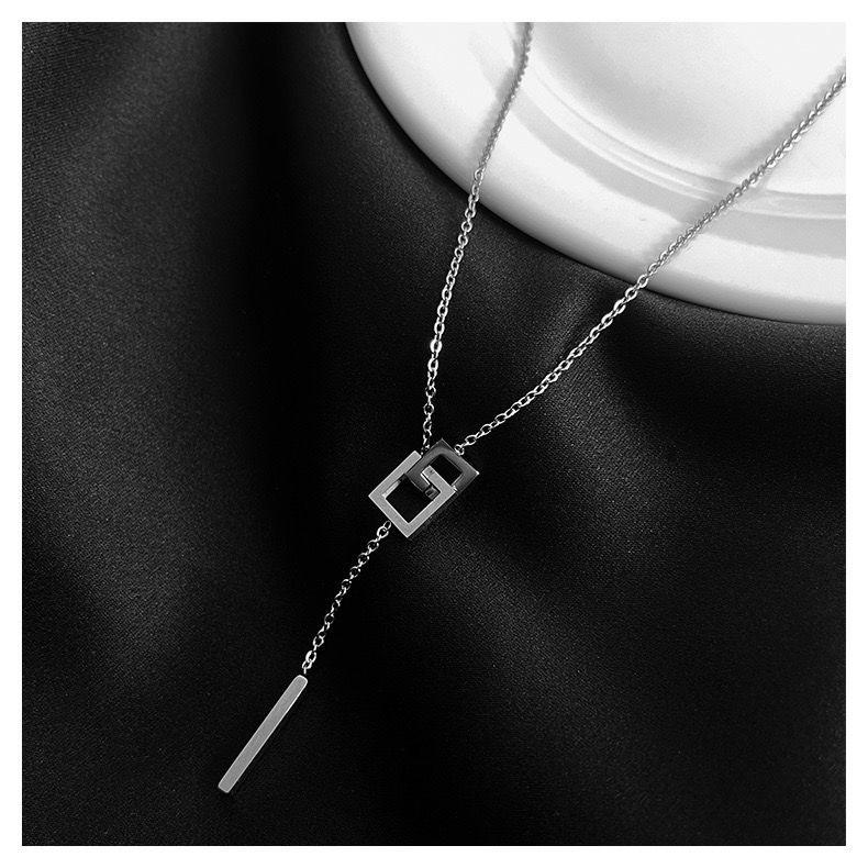 2026 Women s Titanium Steel Double Ring Pendant Necklace - Anti-Fade Clavicle Chain Jewelry