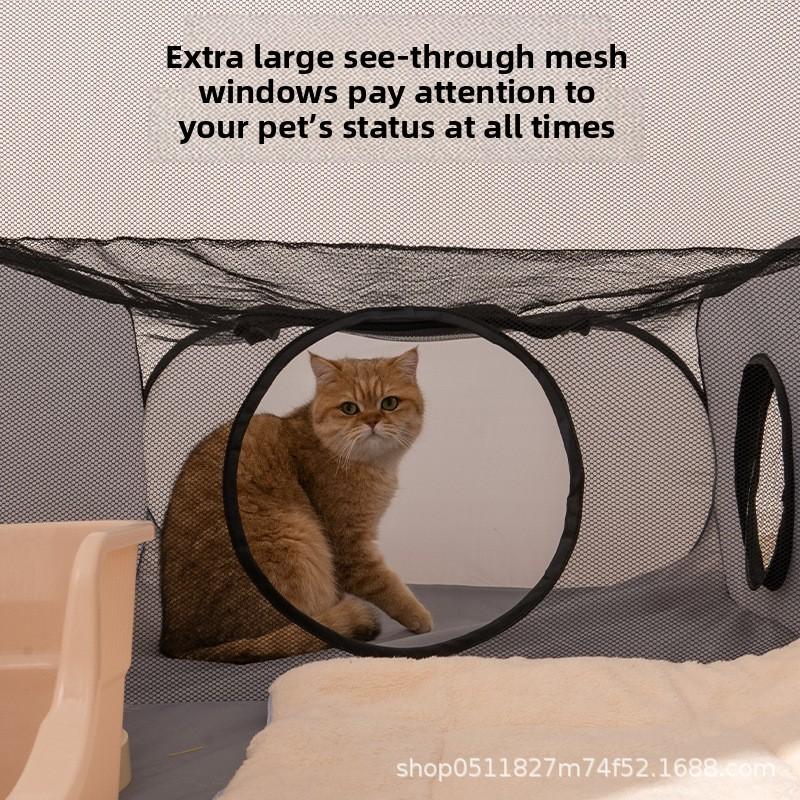 Quadratisches Graues Katzen- und Hundelieferzimmer Strapazierfähiger Oxford-Stoff mit Spieltunnel Faltbares Haustierbett