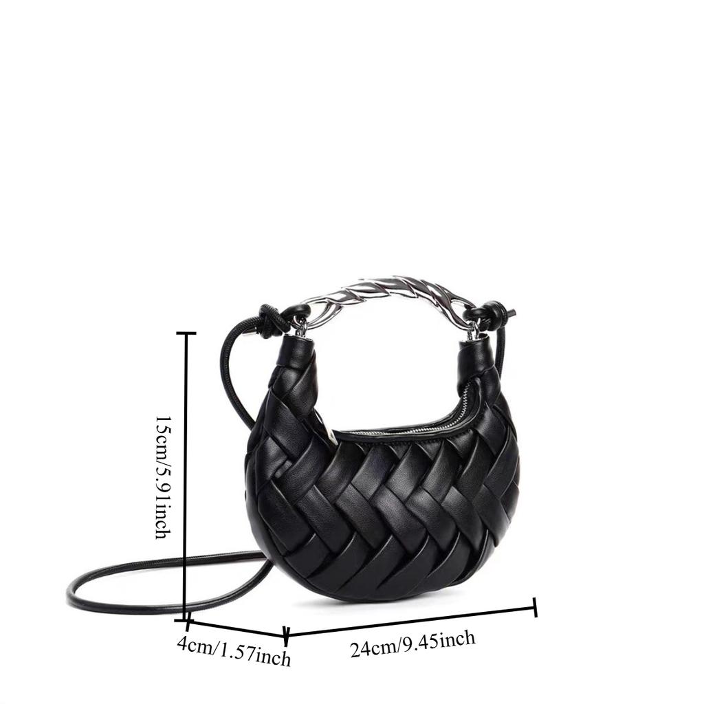 JIOMAY 2026 New Woven Nest Bag with Metal Handle, Unique Premium Handbag for Women, Exquisite Versatile Shoulder Crossbody Purse