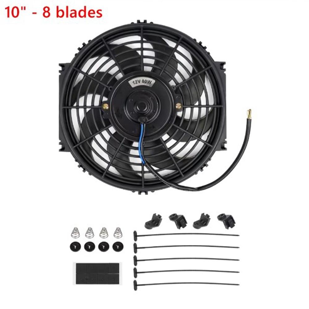 Universal 8 Row Transmission Radiator Oil Cooling &10 Inch 12V Car Air Conditioning Radiator Slim Fan Cooler (Non combination) 10inch-8 blades