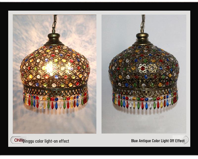 Men's Small Pendant Light: Southeast Asian Style Colorful Crystal Chandelier for Bohemian & Mediterranean Restaurants