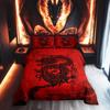 Castle Fairy Dragon Comforter Set Exotic Chinese Style Comforter Set With 1/2 Pillowcases Black Graffiti Red Decorative Duvet