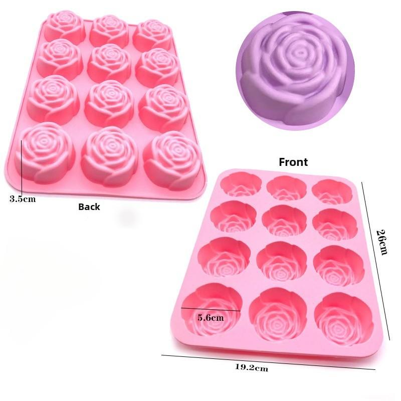 12 Grids Silicone Rose Ice Mold, Creative Party Ice Cube Mold, Easy Demoulding, Home-made Mold