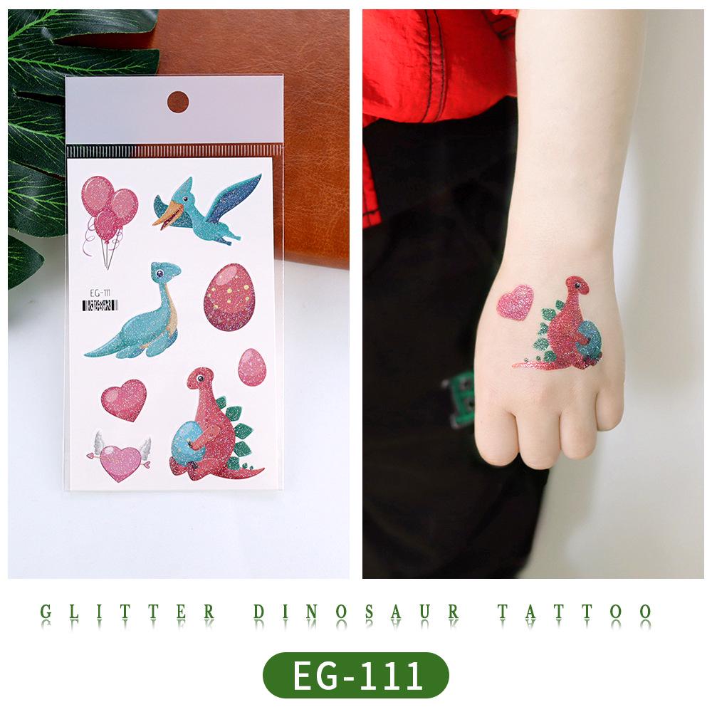 Ruikalong Glitter Animal Tattoo Stickers for Kids - Cartoon Dinosaurs, Water Transfer