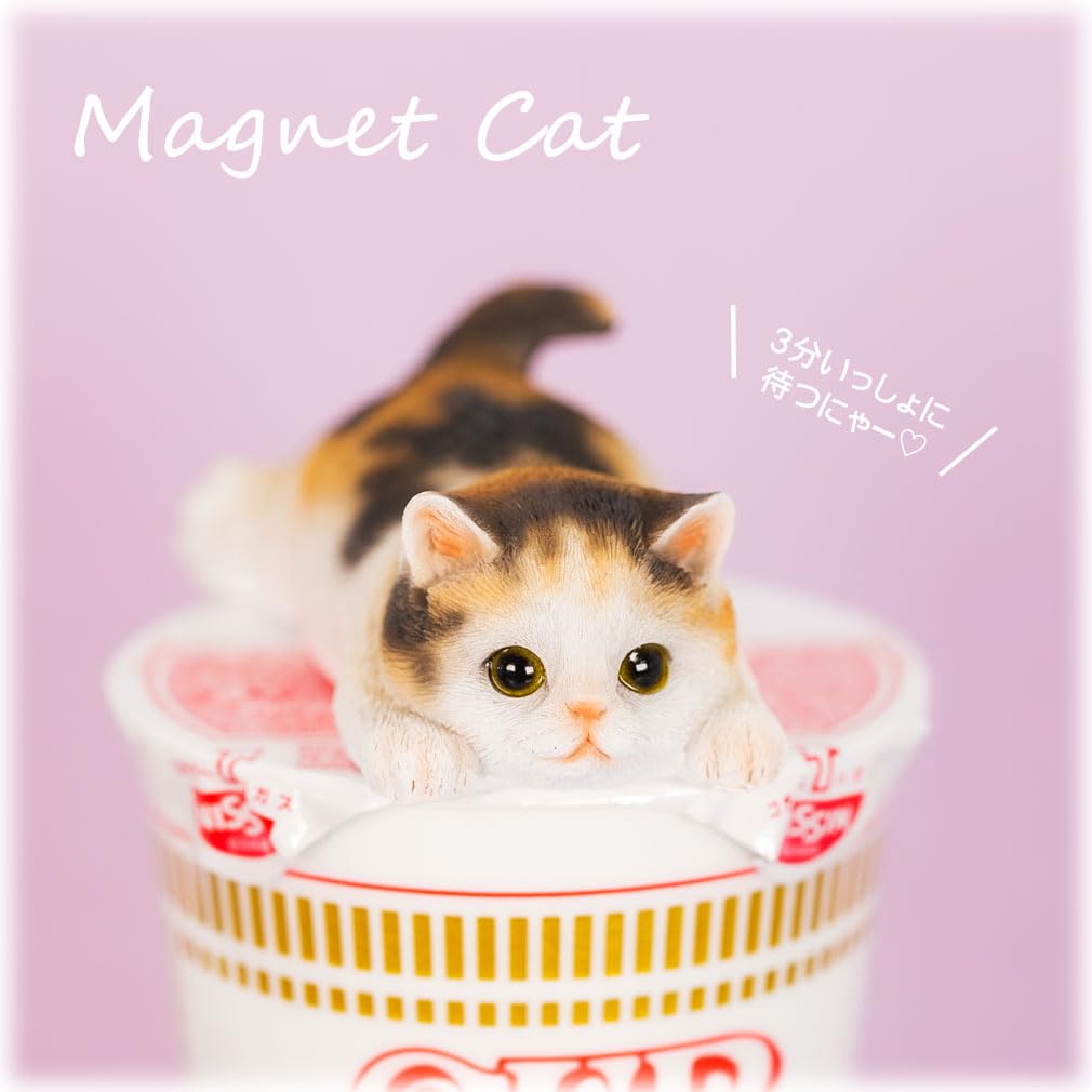 Devalier Ca216m [Authentic] Calico Cat Figurine, Cup Ramen, Magnet, Resin, Perfect Gift
