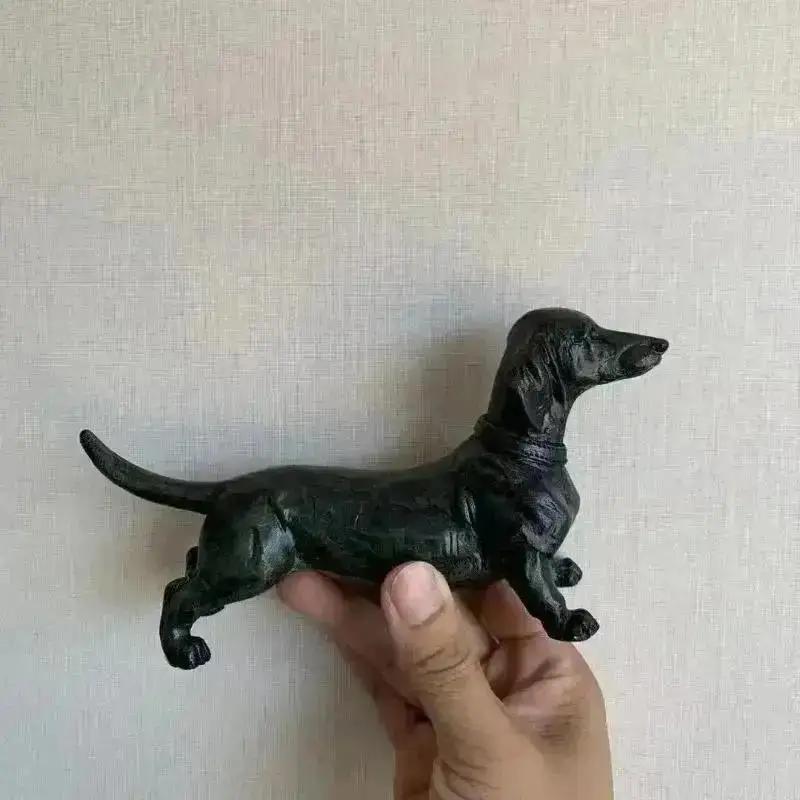 Handwerk Dekoration Gartenskulptur Figuren Hund Harz Dackel Tier Haustier Spielzeug Figur Schwarz Ornament Tiere Statue