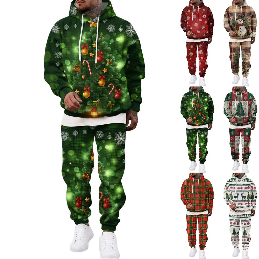 Men's Casual Sweatshirt Set with Pattern for Fall and Winter