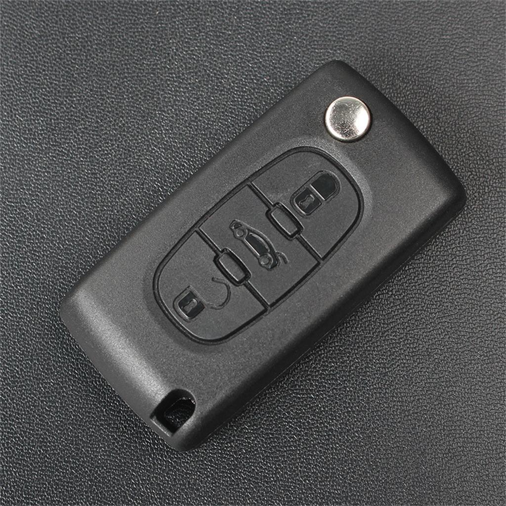 3 Button Flip Key Shell with Pre-Cut HU83 Blade CE0536 for Peugeot for Citroen No Electronics