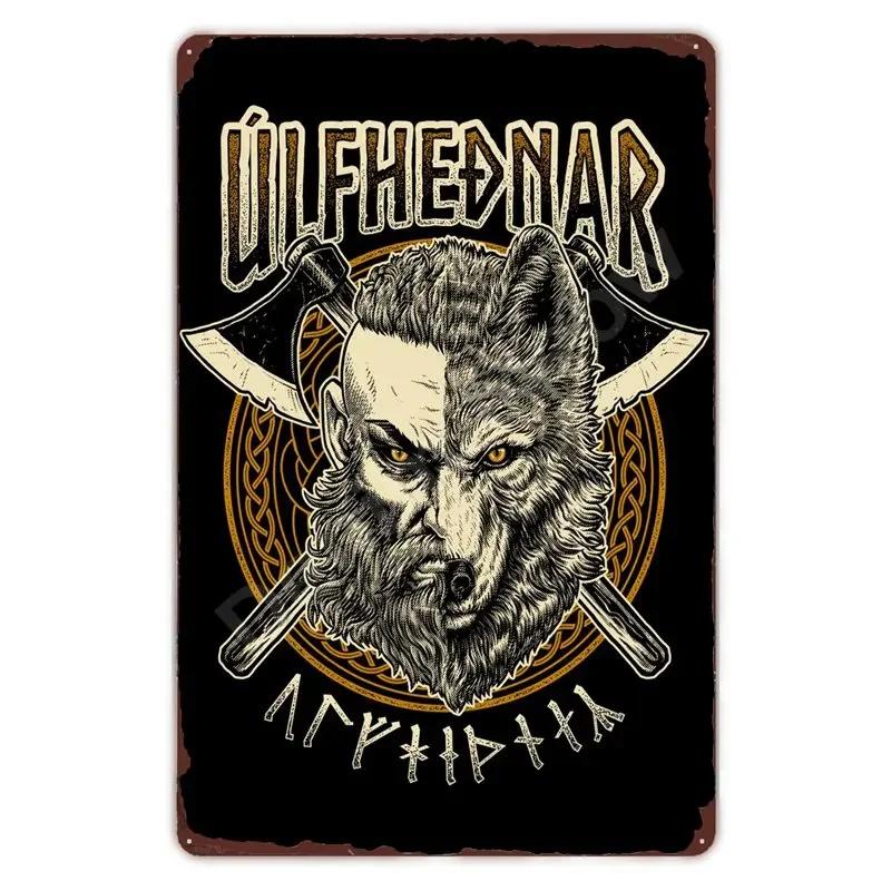 

Скандинавський Світ Фенрір Настінний Арт Постер, Тор Ретро Табличка, Металева Бляшана Вивіска, Мудрий Одін, Домашній Декор, Дитяча Кімната, Клуб, Подарунок 20x30cm（7.8x11.8inch）