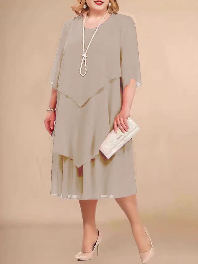 New women's chiffon dress loose belly cover cascading ruffle leaf edge dress large size evening dress women