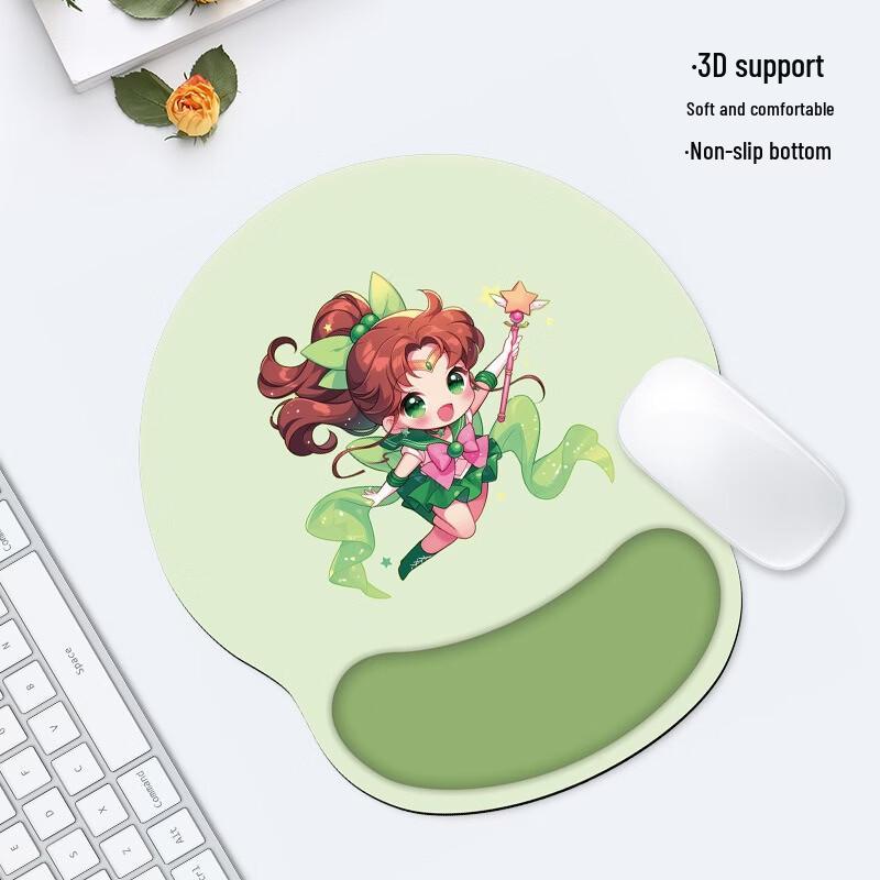 Fumide Cartoon Elf Girl Silicone Wrist Rest Mouse Pad, 2-Pack