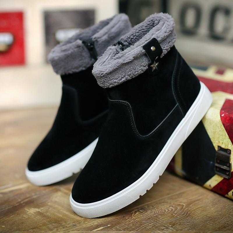 Fashion Men's Lightweight Slip-on Outdoor Ankle Boots Comfortable Winter Warm Cotton Lining Snow Boots