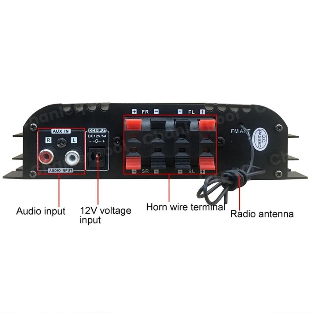 1600W Spitzenleistung HiFi-Soundverstärker Digitaler 4-Kanal-Audioverstärker Bluetooth Karaoke-Player UKW-Radio Unterstützung Fernbedienung