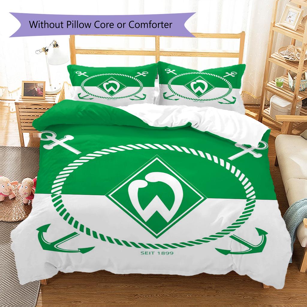 SV Werder Bremen Pattern Bedding Set Quilt Cover Pillowcase Home Decor Gift (1 * Duvet Cover + 2 * Pillowcase, Without Core)