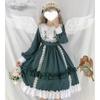 Long Sleeve Lolita Gothic Mori Princess Dreamy Ribbon and Cosplay School Cultural Photo Stage Green Size [SSUPTEMBER2] Dress, Lolita, Girl, Dress,
