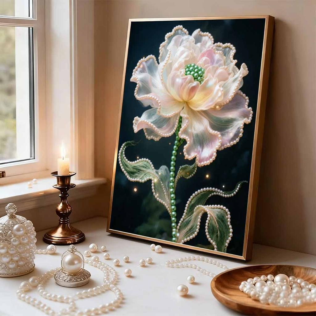 DIY Pearl Painting Set Beautiful Flowers Pattern Home Decoration Handmade Sticky Diamond Creative Canvas Pearl Art Painting Crafts Perfect Gift