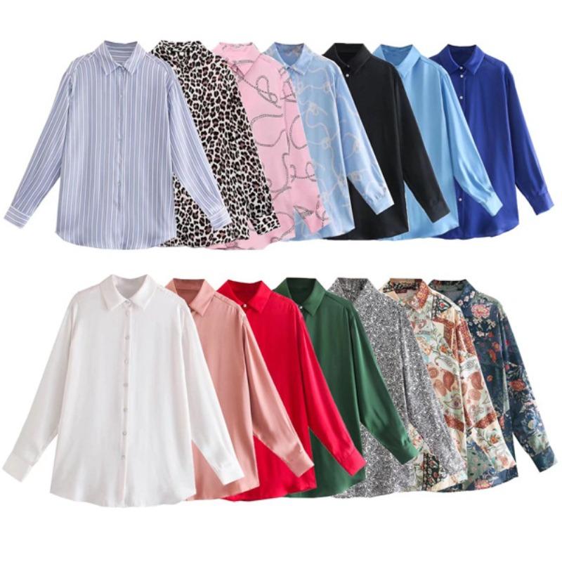 

Женская повседневная свободная и утягивающая цепочка с украшением в европейском и американском стиле, Повседневная рубашка с длинными рукавами и принтом