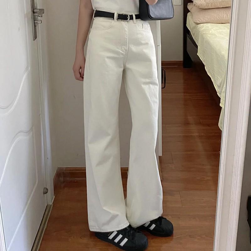 

Женские белые джинсы с высокой талией, облегающие, прямого кроя - Весна/Осень 2025, стиль петит M