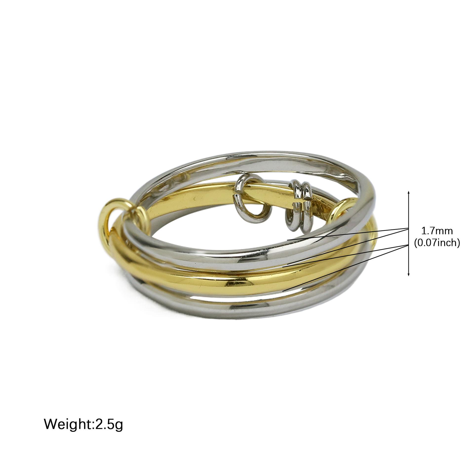 

Stainless Steel Multilayer Double Color Link Chain Rings 18K Gold PlatedCZ Zircon Stackable Charm Jewelry Trendy Waterproof Gift 9