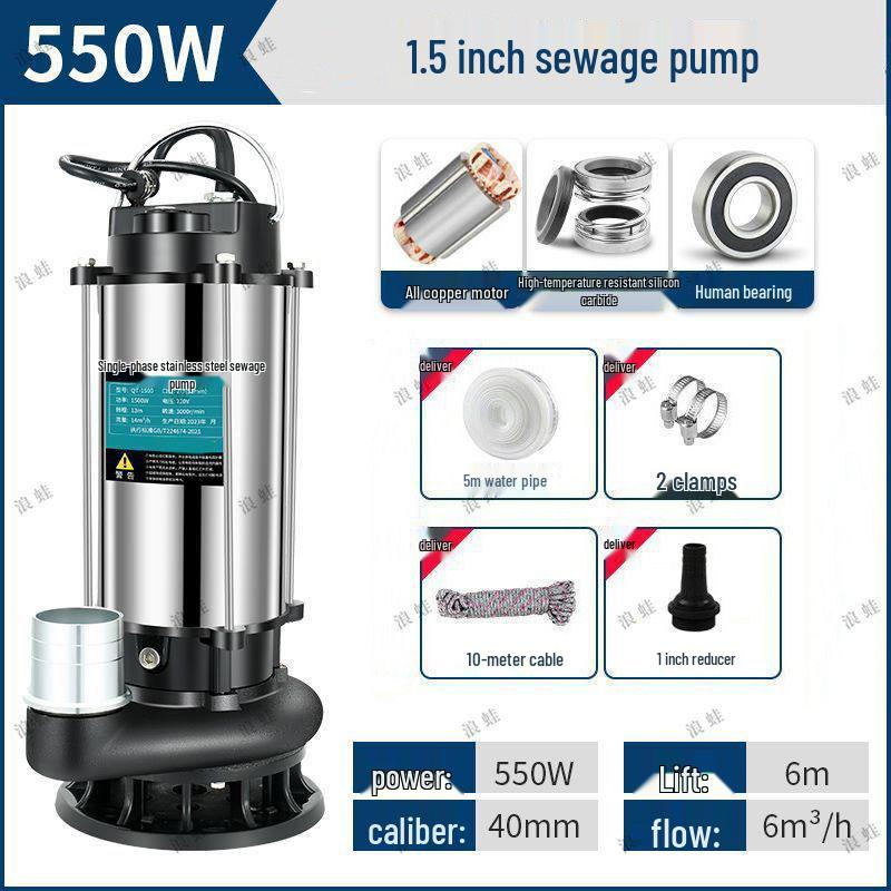 Copper Core 220V Stainless Steel Submersible Water Pump for Household, Sewage, and Agricultural Use