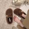 Flat-bottomed bag head fluffy slippers for women's outer wear 2025 new autumn and winter high-end one-pedal mink plush cotton slippers