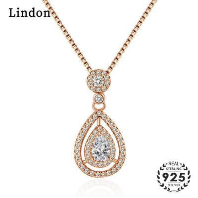 Lindon Silvering Crystal Zircon Female Water Drop Pendant Fashion Clavicle Necklace Wedding Party Gift