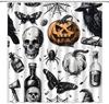 Gothic Skull Pumpkin Shower Curtain Halloween Spider Crow Butterfly Scary Magic Potion Black and White Festival Decorate