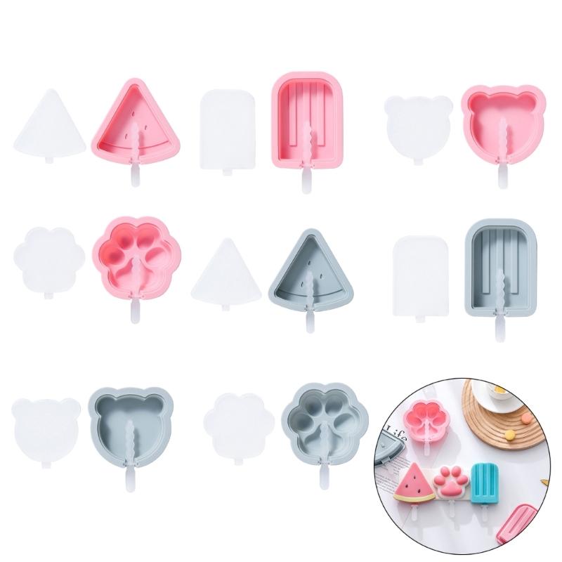 Silicone Popsicle-Molds Reusable Ice Pop-Moulds Watermelon Cat-Claw Bear Shape Mold for Children DIY Ice Popsicle-Mold